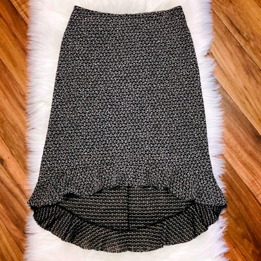 Formula X Ruffle Asymmetrical Tweed Skirt Women's Size Medium in Black/White